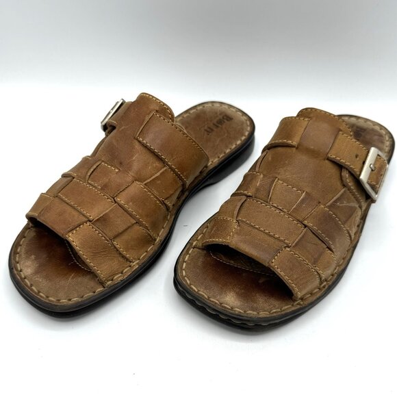 Born Tempo Brazilia Tan Leather Slip On Sandals Size 7 M With Box - Picture 3 of 9